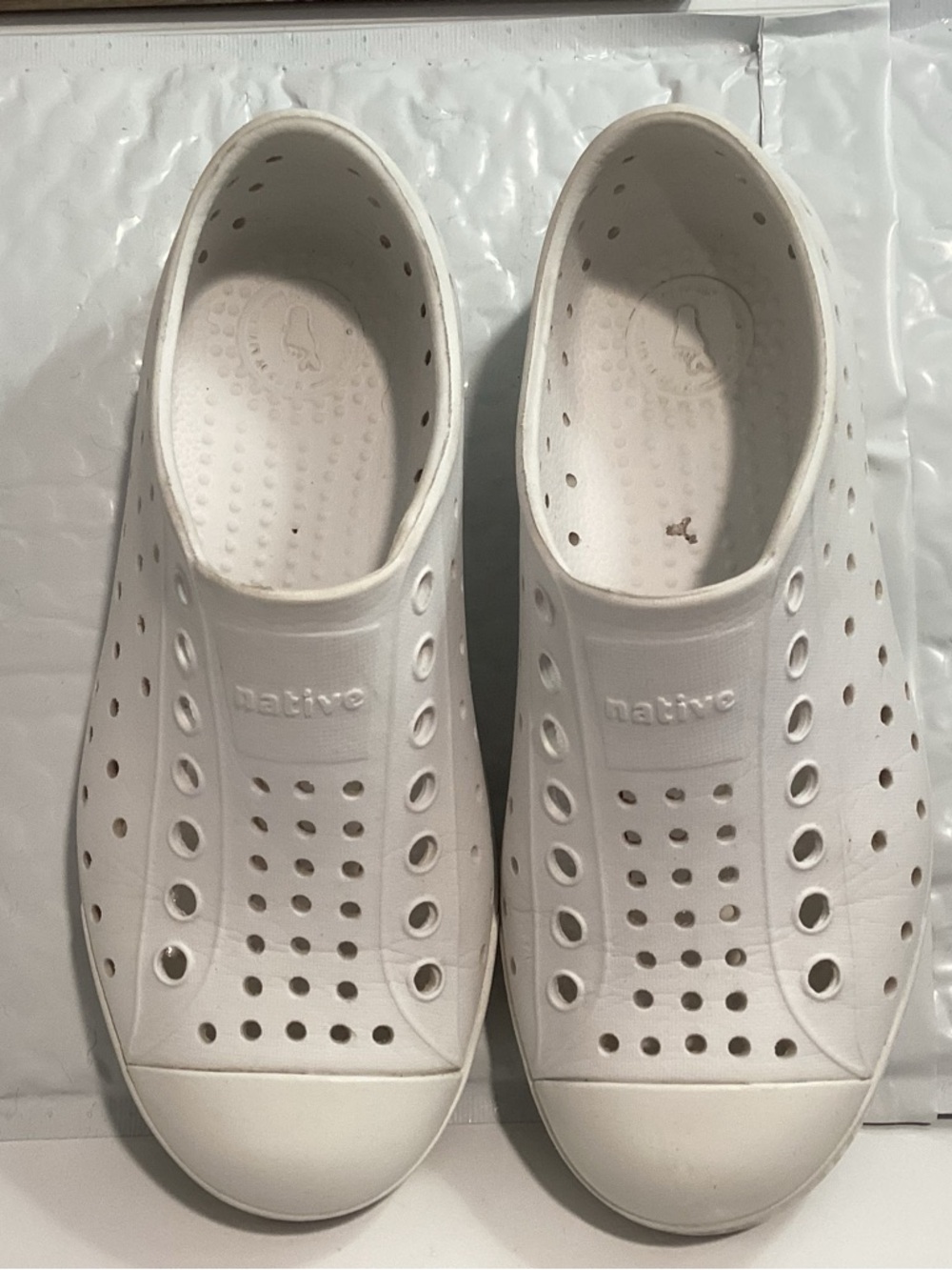 Native White Slip-On Perforated Casual Shoes Kids Size 12